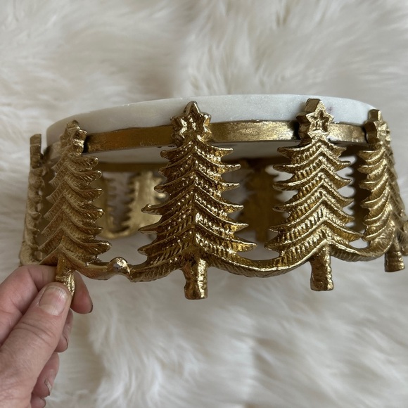 Other - New! Marble and Gold toned Holiday Tree serving tray
